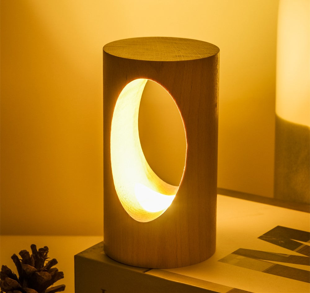 Tree Cave solid wood LED lamp for a reading nook