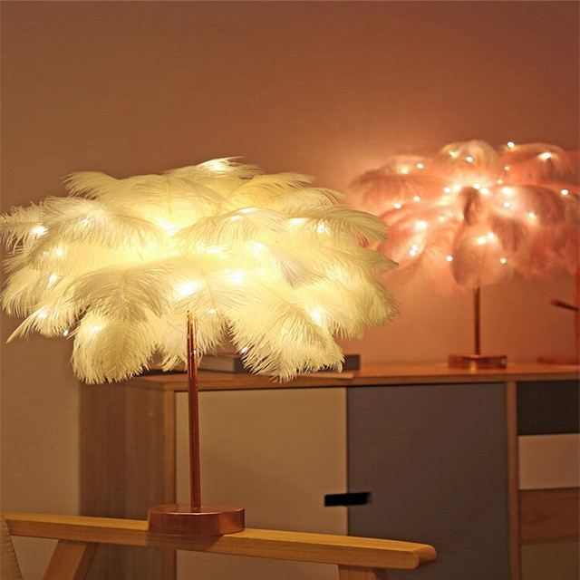 Nordic Feather LED Table Lamp shown in the current Shopify product image