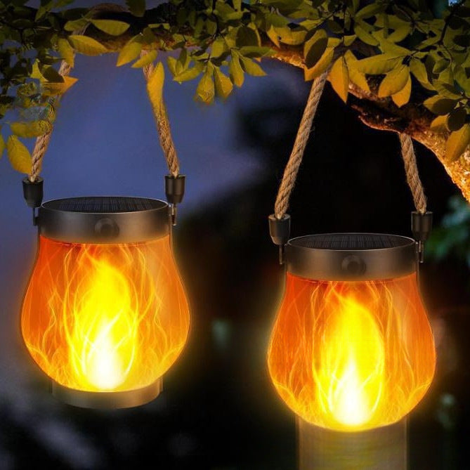 Flickering flame garden lamp shown in the current Shopify product image