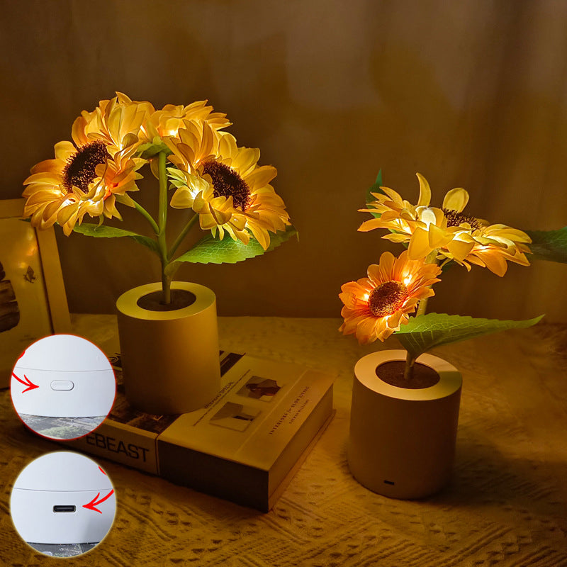 Rechargeable sunflower LED simulation night light from LumaNest